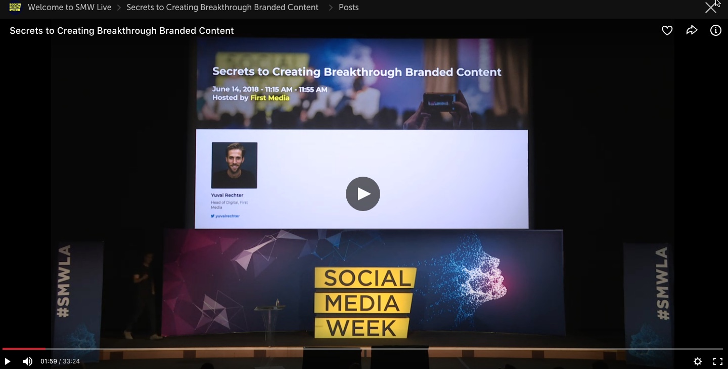 Social Media Week session on Secrets to Creating Breakthrough Branded Content